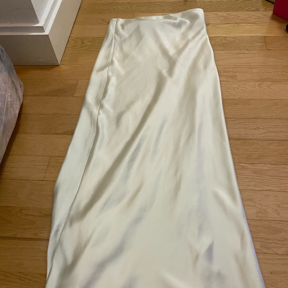 Zara silk green strapless dress